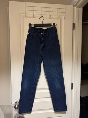 Jordache Basics Indigo Blue Denim Jeans with Leather Patch